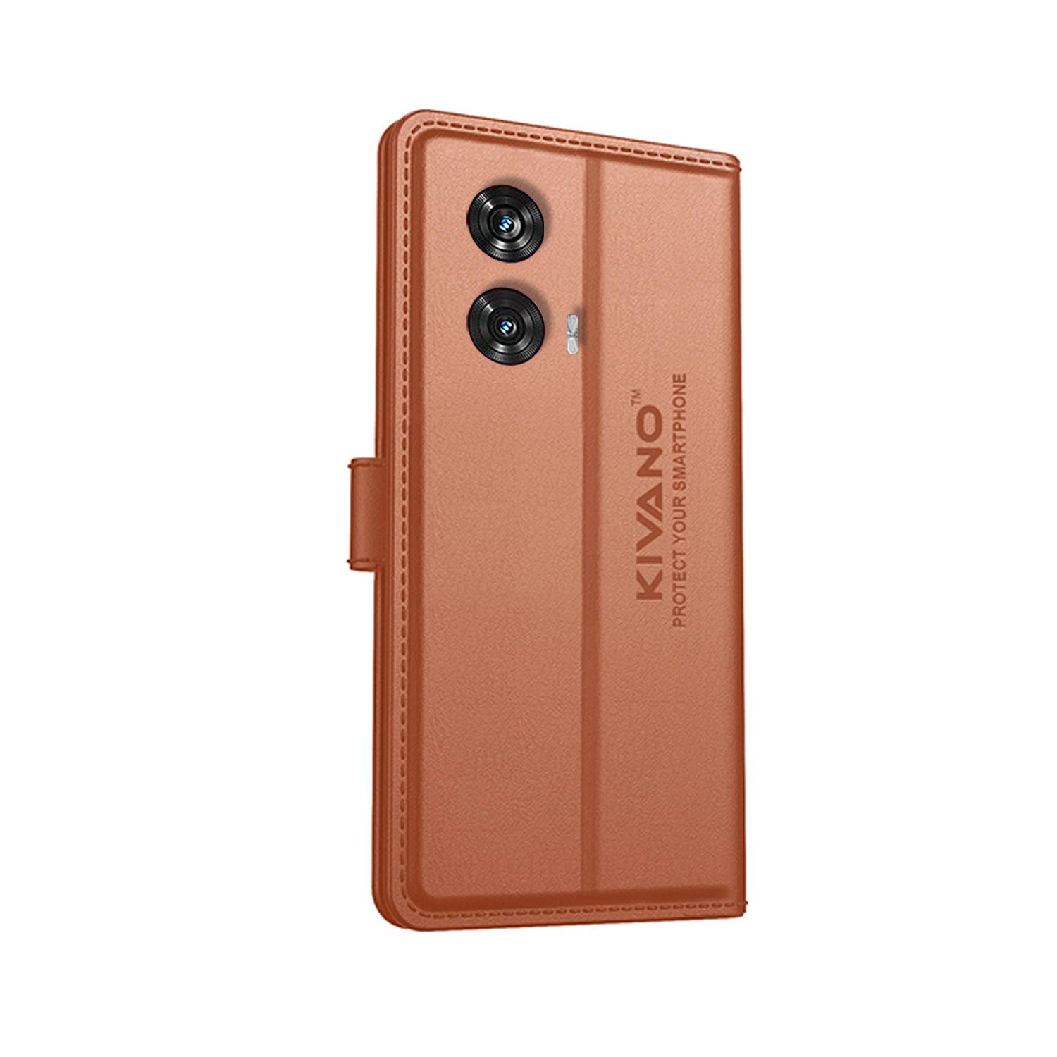 Kivano Compatible with Motorola edge 50 fusion Flip Cover | Leather Finish | Inside Pockets & Inbuilt Stand - Aibex